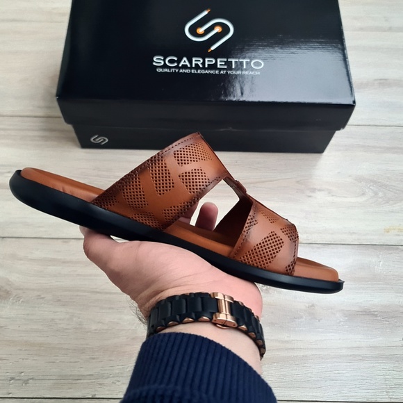 Premium Leather Men's Sandal in Brown - Picture 4 of 6